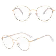 Okulary korekcyjne, oprawki, szkła - Damskie okulary Lenonki zerówki do komputera BLUE LIGHT na teleskopach 25148A Złoty - miniaturka - grafika 1