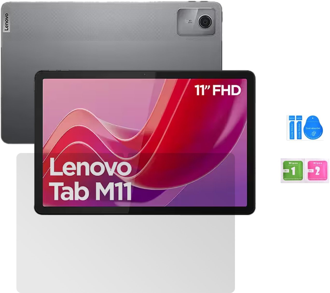 4kom.pl Szkło hartowane do Lenovo Tab M11 K11 10.95 11 - ochrona ekranu 9H, pełne pokrycie, oleofobowe