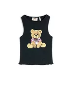 Koszulki i topy damskie - Koton Girls's Crop Top Sleeveless Teddy Printed Slim Fit Shirt, Granatowy (707), 9-10 Lat - miniaturka - grafika 1