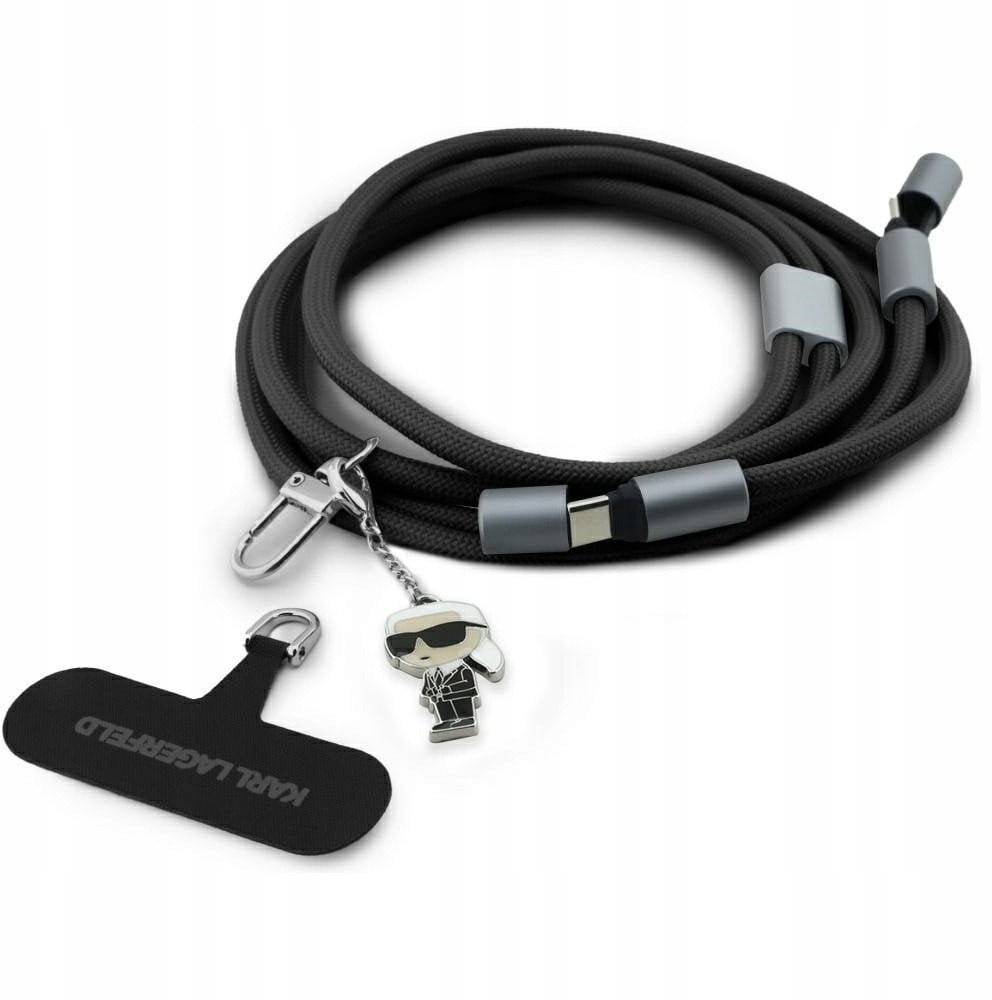 Universal Karl Lagerfeld CBDY Ikonik Charm USB-C/USB-C Cable Lanyard Black