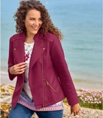 Kurtki damskie - Kurtka z imitacji skóry w stylu Perfecto Kobieta Atlas For Men - Kolor : Fioletowy - Rozmiar : 36/38 - miniaturka - grafika 1