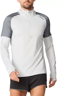 Koszulki sportowe męskie - 2XU Light Speed 1/2 Zip LS Shirt Men, biały S 2021 Koszulki do biegania MR6555A-HBMBRF-S - grafika 1