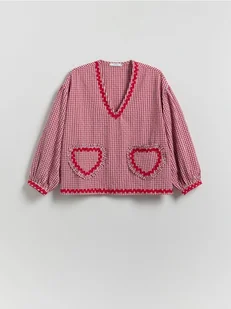 Reserved - Bluzka w kratę - czerwony - Bluzki damskie - miniaturka - grafika 1