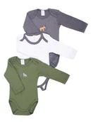 Body dla niemowląt - Body chłopięce z długim rękawem zwierzątka 3PAK 86 YOCLUB - miniaturka - grafika 1