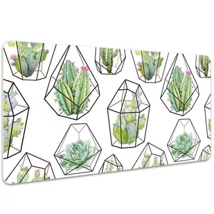 Duża podkładka na biurko Kaktusy w bryłach 100x50cm, Dywanomat - Podkładki na biurko - miniaturka - grafika 1