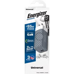 Energizer Ultimate - Ładowarka sieciowa Multiplug EU / UK / US GaN USB-C & USB-A 65W PD (Srebrny) - Ładowarki do telefonów - miniaturka - grafika 4
