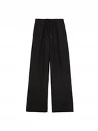 Spodnie damskie - SISLEY CZARNE SPODNIE CASUAL SZEROKIE ZE SZNUROWANIEM 38 6BA - miniaturka - grafika 1