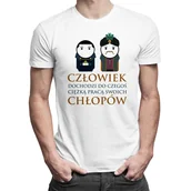 Koszulki męskie - Człowiek dochodzi do czegoś ciężką pracą swoich chłopów - męska koszulka dla fanów serialu 1670 Biała - miniaturka - grafika 1
