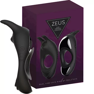 Pierścienie erekcyjne - Feelz Toys Zeus Dual Vibe Cock Ring Black - grafika 1