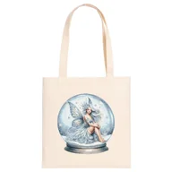 Torby i wózki na zakupy - Haft krzyżykowy - Bawełniana torba z nadrukiem haftu - Magiczna kula z wróżką - miniaturka - grafika 1