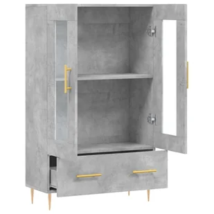 Wysoka szafka, szarość betonu, 69,5x31x115 cm Lumarko! - Szafki do salonu - miniaturka - grafika 6