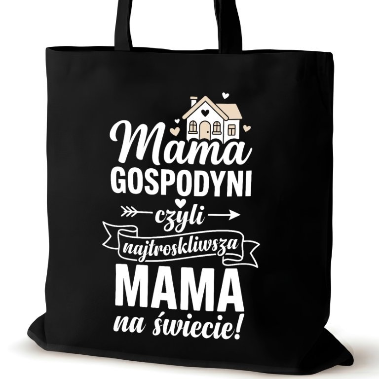 Torba bawełniana dla MAMY na ramię czarna zakupowa napisem śmieszna