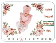 Koce i narzuty dla dzieci - PREZENT NA BABY SHOWER DLA PRZYSZŁEJ MAMY DZIEWCZYNKI FOTOKOCYK Z KWIATAMI - miniaturka - grafika 1