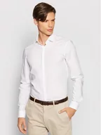 Koszule męskie - Calvin Klein Koszula 2ply Poplin Stretch Slim Shirt K10K103025 Biały Slim Fit - miniaturka - grafika 1