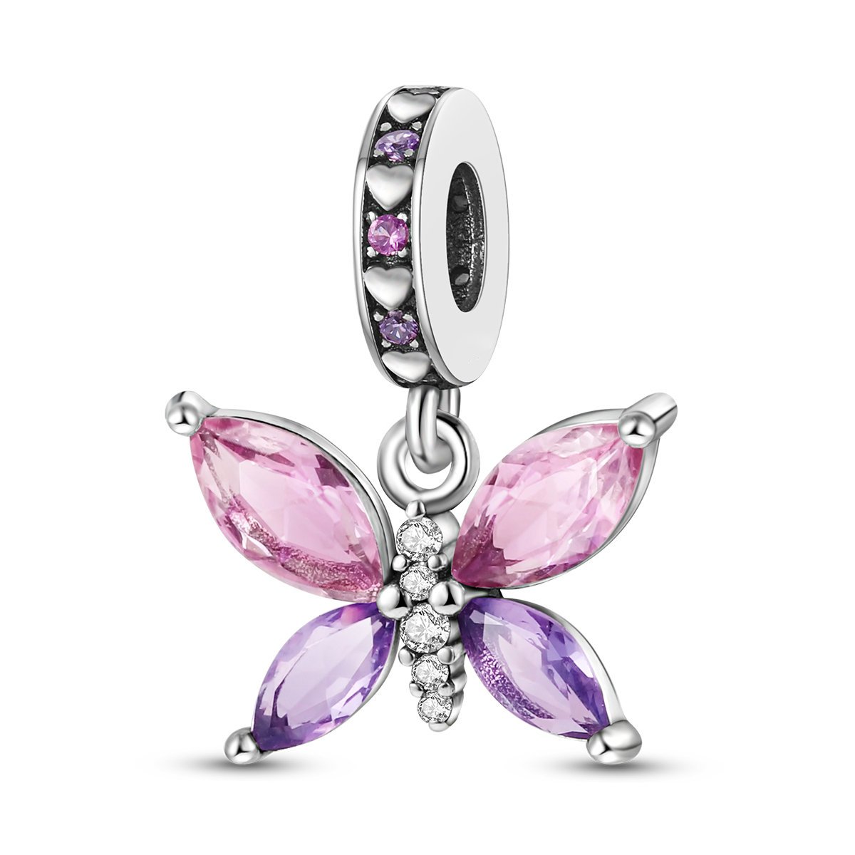 Charms Ważka Różowo Fioletowe Kryształki Do Bransoletki