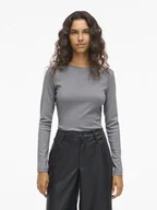 Koszulki i topy damskie - Vila Damska koszulka z długim rękawem - VICatrea Kobiety Sztuczne włókno szary|srebrny marmurkowy, S - miniaturka - grafika 1