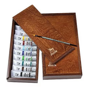 Zestaw farb olejnych Renesans 10x20 ml Olej for Art w drewnianym piórniku + pędzel - Farby i media malarskie - miniaturka - grafika 1