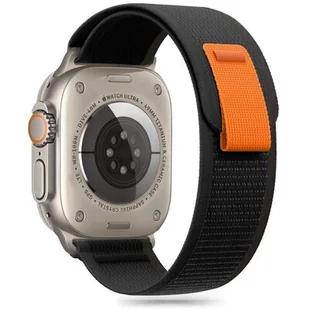Pasek TECH-PROTECT Nylon Stripe do Apple Watch 6/7/8/9/10/SE/Ultra 1/2 (44/45/46/49mm) Czarno-pomarańczowy - Akcesoria do smartwatchy - miniaturka - grafika 1