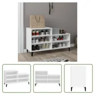Szafki na buty - Stojak na buty The Living Store biały wysoki połysk 102x36x60 cm materiał drewnopochodny - miniaturka - grafika 1