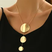 Inne - TEMU Minimalistyczny Naszyjnik z Geometrycznym Wisiorkiem dla Kobiet - Delikatna Biżuteria na Codzień i Imprezę, Metalowy Dodatek na Każdą Okazję, - miniaturka - grafika 1