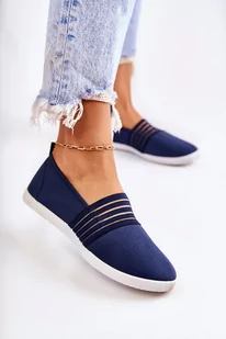 Tenisówki Damskie Materiałowe Slip-On Granatowe Lilis - Zazoo - Trampki damskie - miniaturka - grafika 1