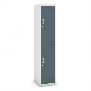 B2B Partner Szafka dwudrzwiowa, 1800 x 380 x 450 mm, szara/ciemnoszara, 1+1 GRATIS 485024 - Szafy biurowe - miniaturka - grafika 1