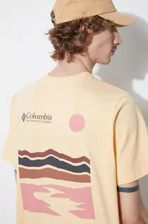 Koszulki męskie - Columbia t-shirt bawełniany Explorers Canyon kolor żółty wzorzysty 2036451 - grafika 1