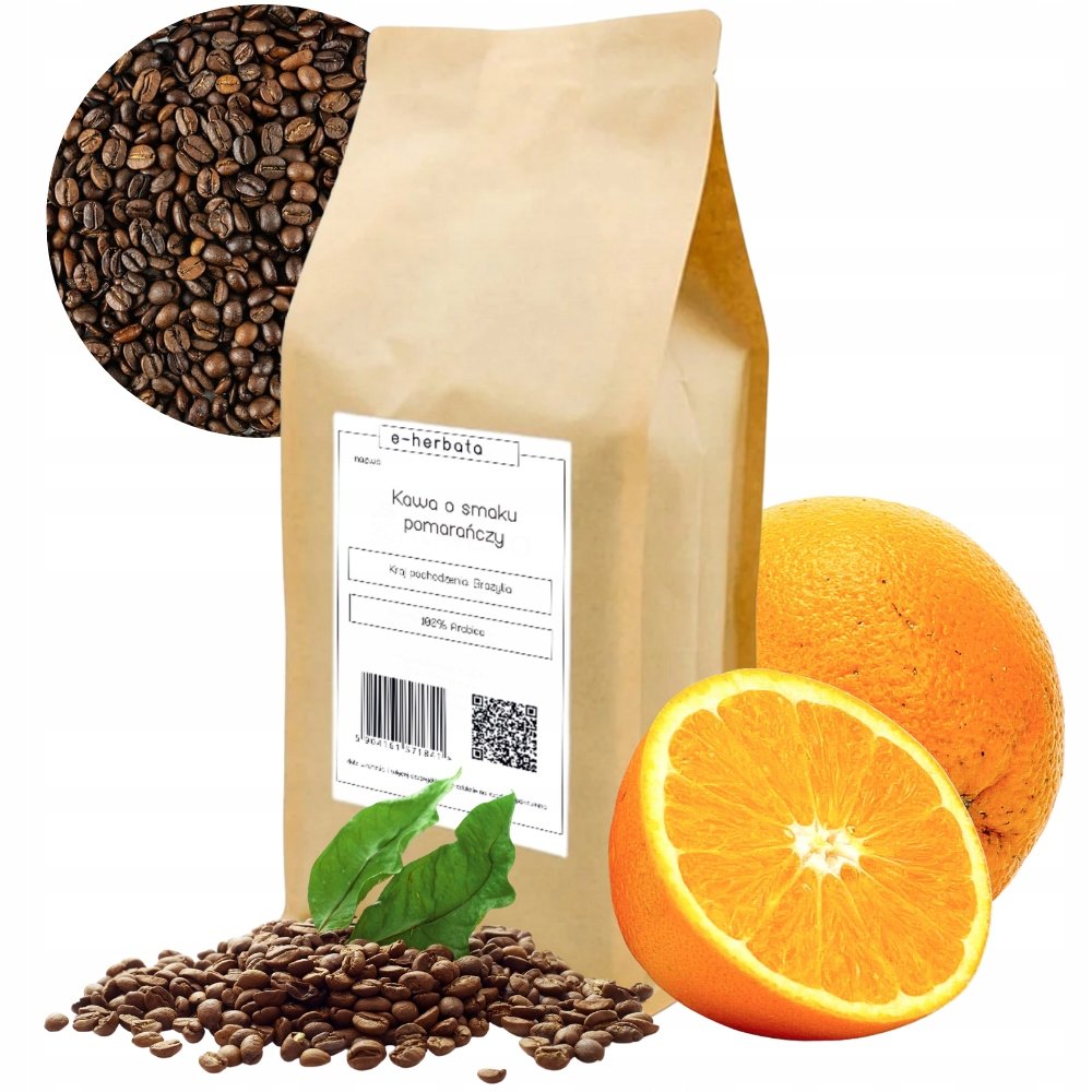 Kawa Ziarnista Arabica O Smaku Pomarańczy Brazylia Santos 1KG