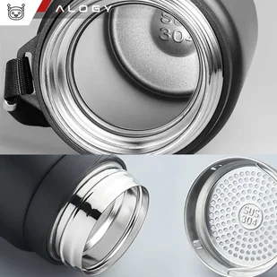 Termos butelka bidon termiczny 1l do kawy herbaty yerba mate z zaparzaczem sitko duży Alogy stal czarny - Części i akcesoria do laptopów - miniaturka - grafika 13