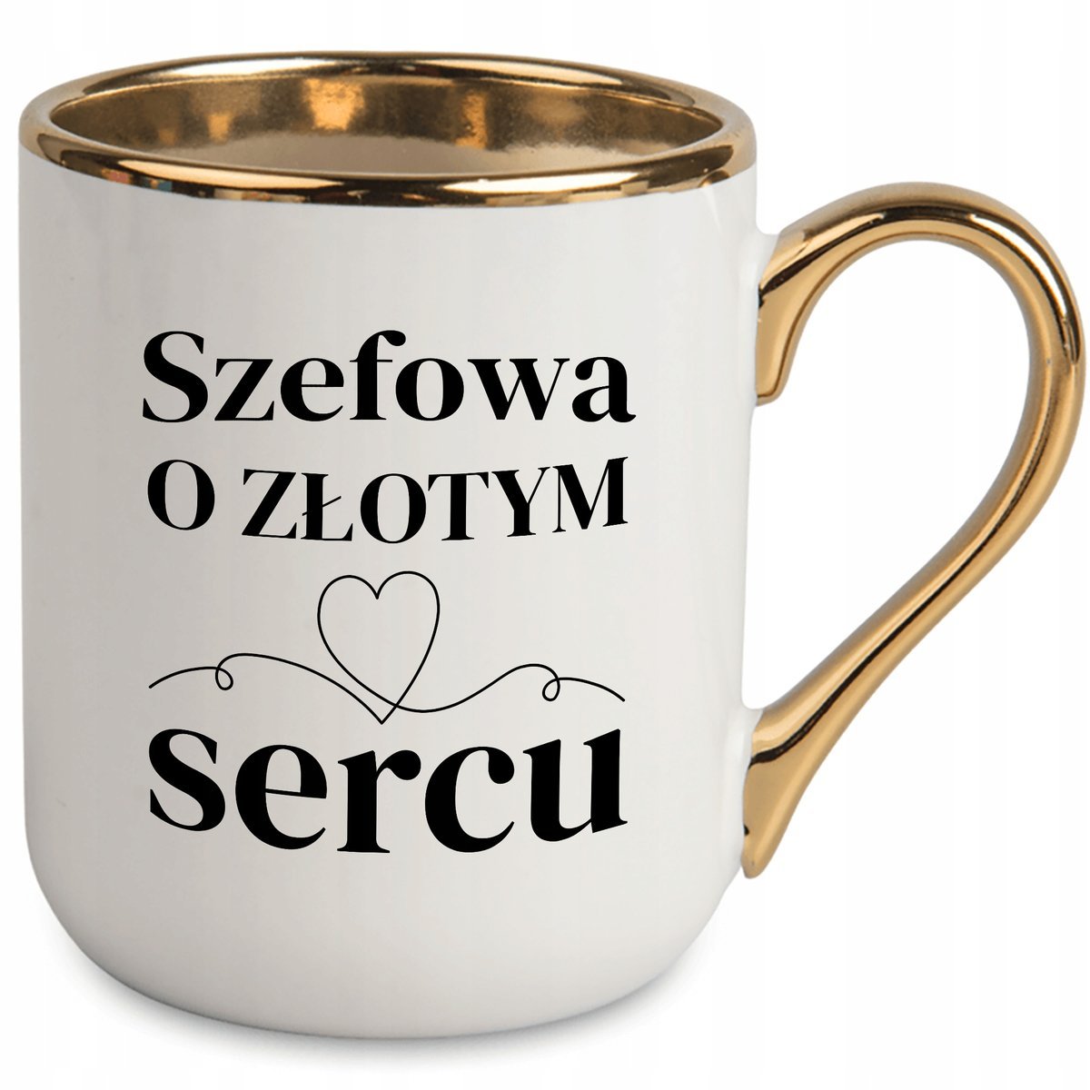 BIAŁY KUBEK 330ml Złoty Rant Dla Szefowej ZŁOTA SZEFOWA Ciekawe Wzory