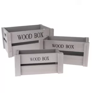 Zestaw drewnianych skrzynek Woody Box, 3 szt., szary - Pudełka i szkatułki - miniaturka - grafika 1