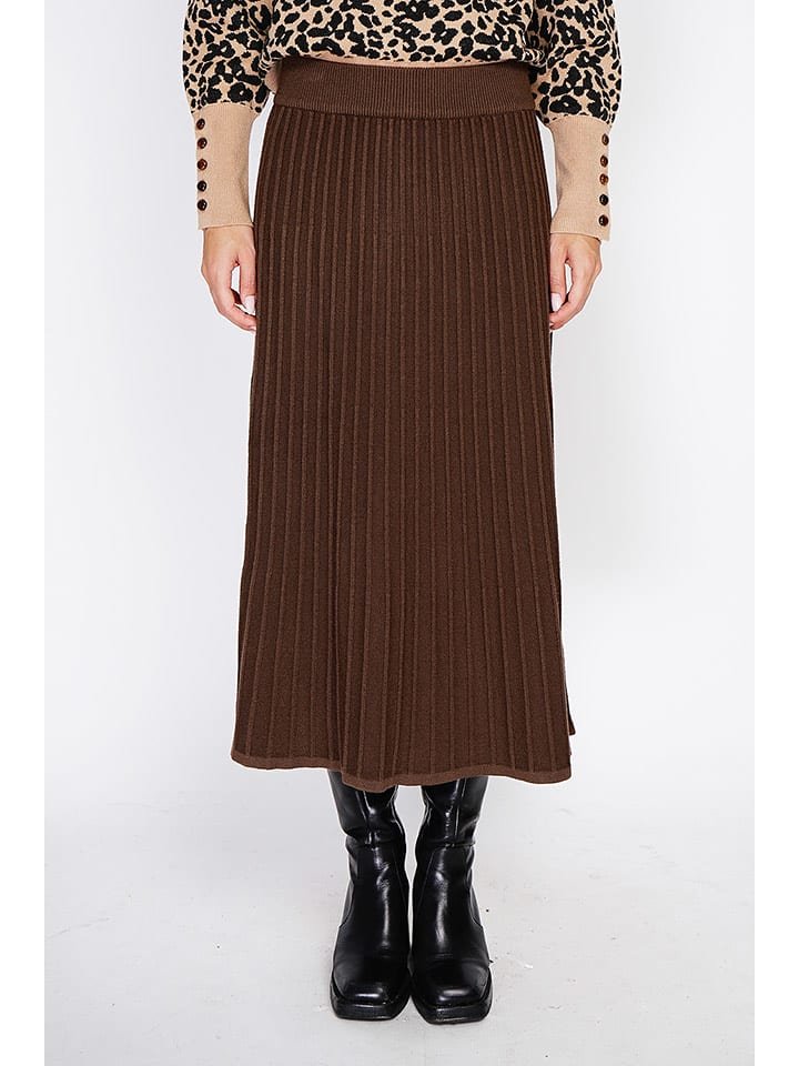 ASSUILI Kaszmirowa spódnica w kolorze brązowym