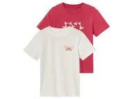Koszulki dla dziewczynek - lupilu® T-shirty dziecięce z bawełny, 2 sztuki (beżowy/jagodowy, 86/92) - miniaturka - grafika 1