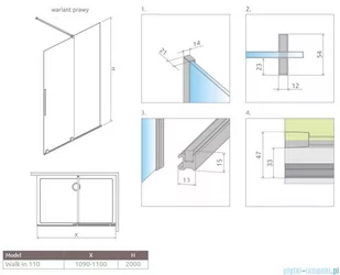 Radaway Furo Brushed Copper kabina Walk-in 110x200cm prawa szczotkowana miedź 10106588-93-01R/10110544-01-01 - Kabiny prysznicowe - miniaturka - grafika 2
