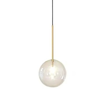 Lampa Sufitowa Szklana Wisząca Kula 20cm Transparentna G4 Złota Pojedyncza