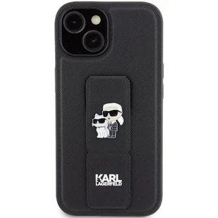 Etui Karl Lagerfeld KLHCP15SGSAKCPK iPhone 15 czarny/black hardcase Gripstand Saffiano Etui Karl&Choupette Pins - Etui i futerały do telefonów - miniaturka - grafika 4