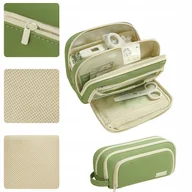 Piórniki - PIÓRNIK SZKOLNY ZIELONY TRZYKOMOROWY DUŻY SASZETKA NA PRZYBORY SZKOLNE - miniaturka - grafika 1