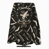 Peleryny fryzjerskie - TEMU Duży Profesjonalny Fartuch Fryzjerki z Regulowaną Klamrą – Czarno-Biały Wzór Narzędzi Fryzjerskich, Trwały do Salonu i Domu, Niezbędnik dla - miniaturka - grafika 1