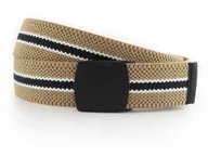 Paski - Beżowy elastyczny pasek do spodni z czarną klamrą PT37 - miniaturka - grafika 1