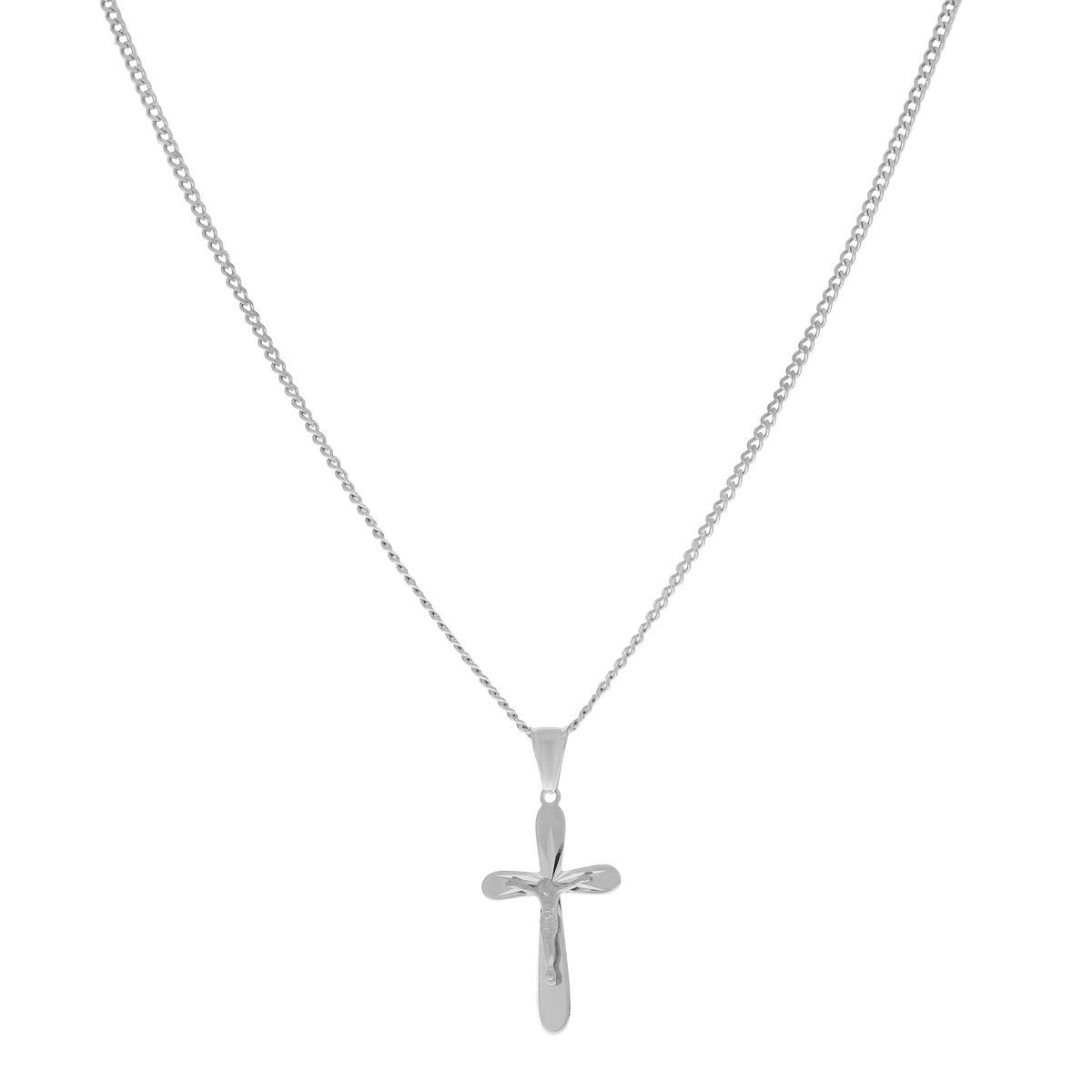 Srebrny Komplet łańcuszek pancerka + krzyżyk pr. 925