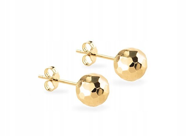ZŁOTE KOLCZYKI KULKI KULKA DIAMENTOWANE DISCO 5 MM 14KT 585