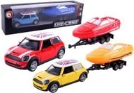 Samochody i pojazdy dla dzieci - Samochód z łodzią na przyczepie metal mix - zabawka - miniaturka - grafika 1