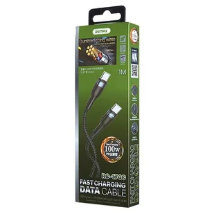 REMAX Sury 2 PD nylonowy kabel przewód USB Typ C Power Delivery 2.0 100W 20V 5A 1m czarny (RC-174c) - Kable USB - miniaturka - grafika 3