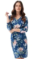 Piżamy damskie - Damska koszula nocna ciemnoniebieska 197, Kolor ciemnoniebieski-wzór, Rozmiar M, Luna - Primodo.com - miniaturka - grafika 1