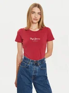 Koszulki i topy damskie - Pepe Jeans T-Shirt New Virginia PL505202 Czerwony Slim Fit - miniaturka - grafika 1