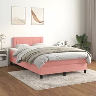 Łóżka - Lumarko Łóżko kontynentalne z materacem, różowe, 120x200 cm, aksamit - miniaturka - grafika 1