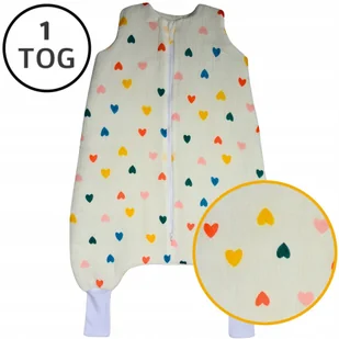 OCIEPLANY ŚPIWOREK MUŚLINOWY Z NOGAWKAMI 68-86 S 1 TOG BAWEŁNA 100% - Śpiworki dla dzieci - miniaturka - grafika 1