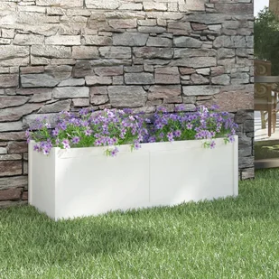 vidaXL Donica ogrodowa, biała, 150x50x50 cm, lite drewno sosnowe - Donice - miniaturka - grafika 1