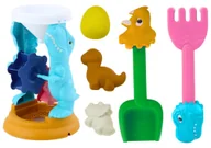 Zabawki do piasku - Zestaw Zabawek Do Piasku Młynek Łopatka Grabki Foremki Dinozaury - miniaturka - grafika 1