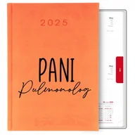 Notesy i bloczki - KALENDARZ POMARAŃCZOWY TERMINARZ A5 2025 PREZENT DLA PANI PULMONOLOG WZORY - miniaturka - grafika 1